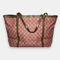 Gucci Red and Tan GG Coated Canvas Shoulder Bag Tote