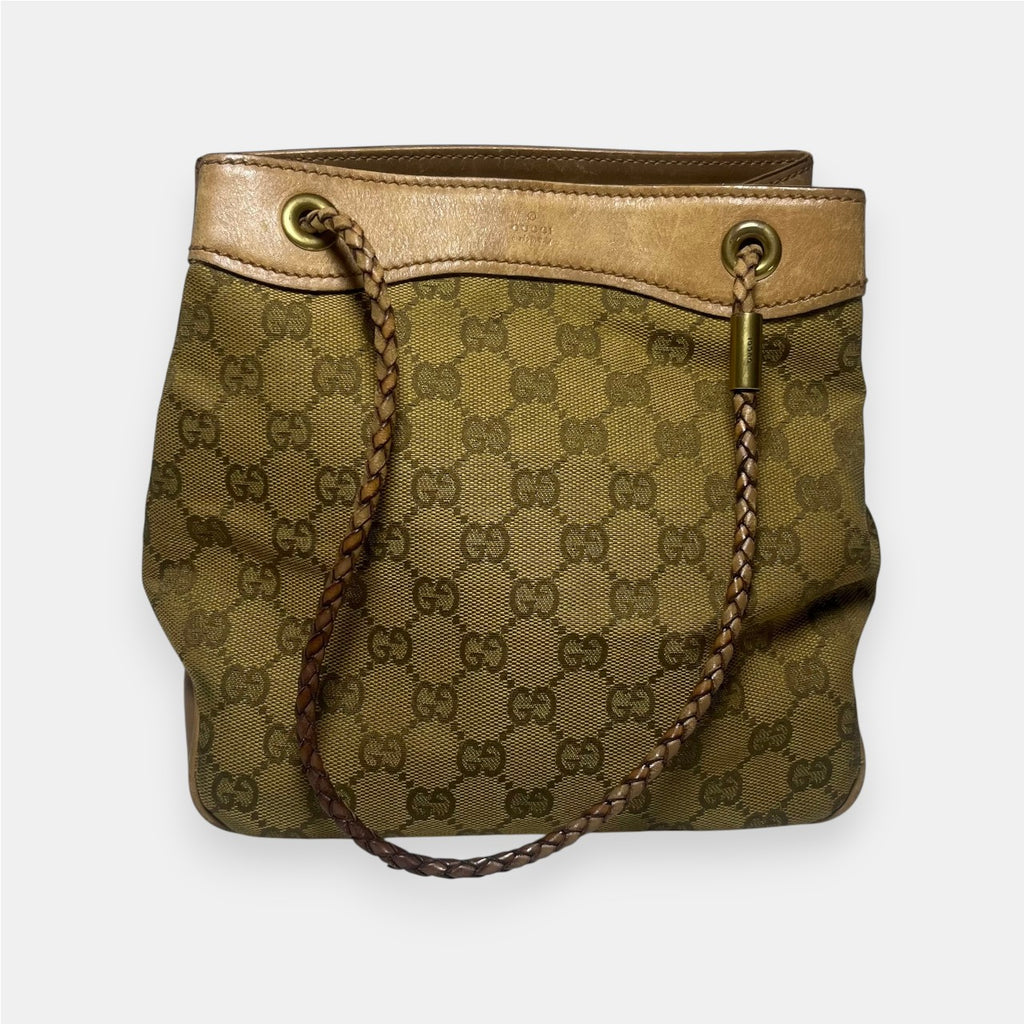Gucci GG Canvas Rope Bucket Bag Gold