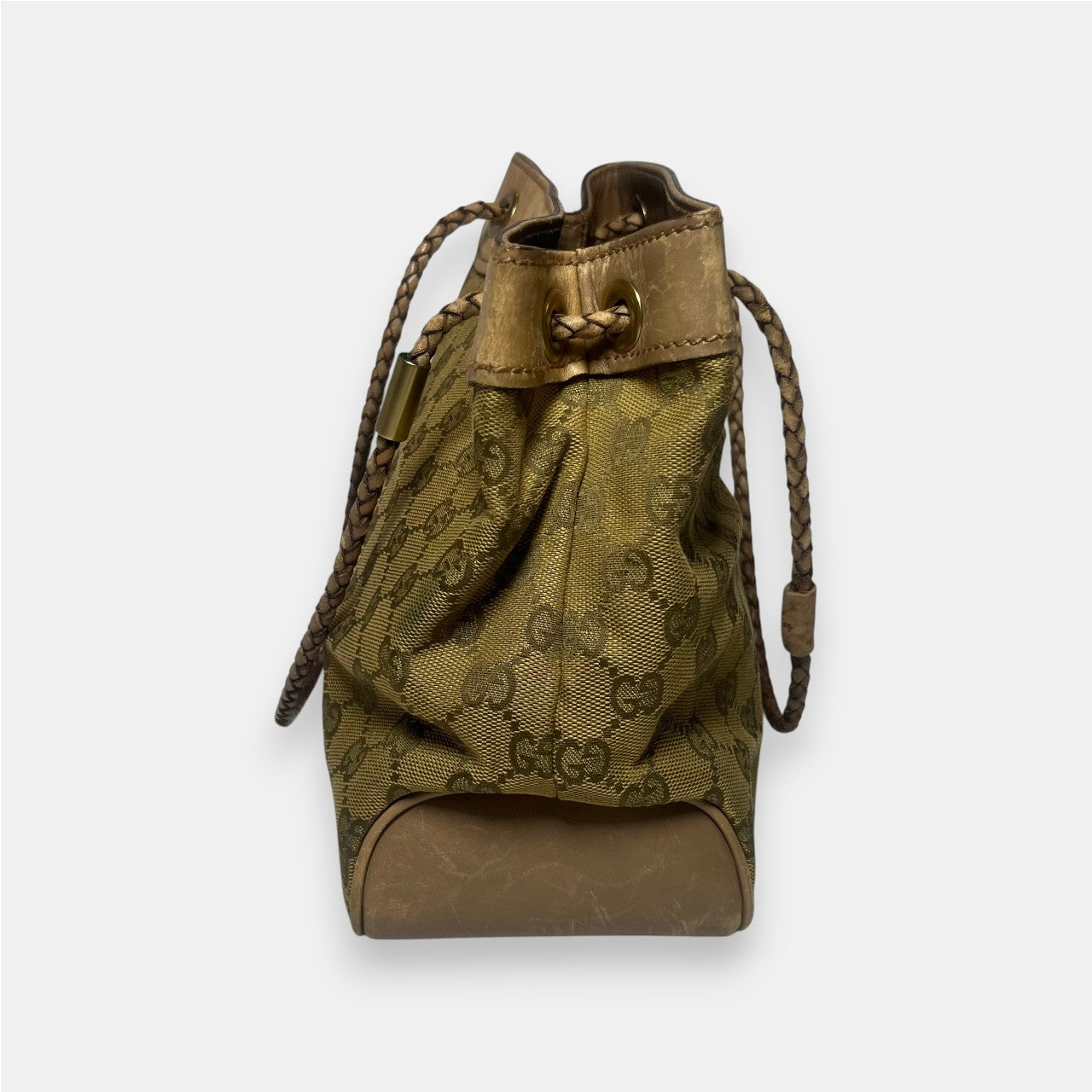 Gucci GG Canvas Rope Bucket Bag Gold