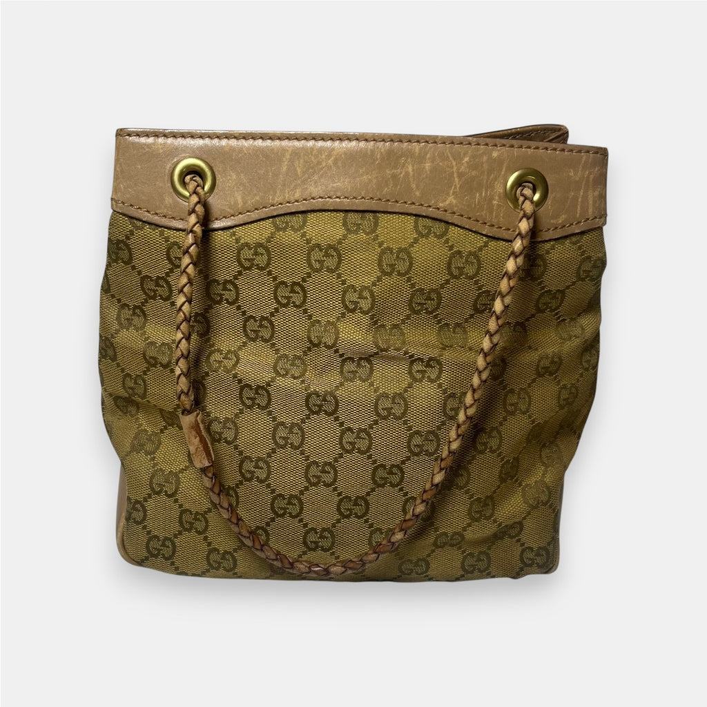 Gucci GG Canvas Rope Bucket Bag Gold