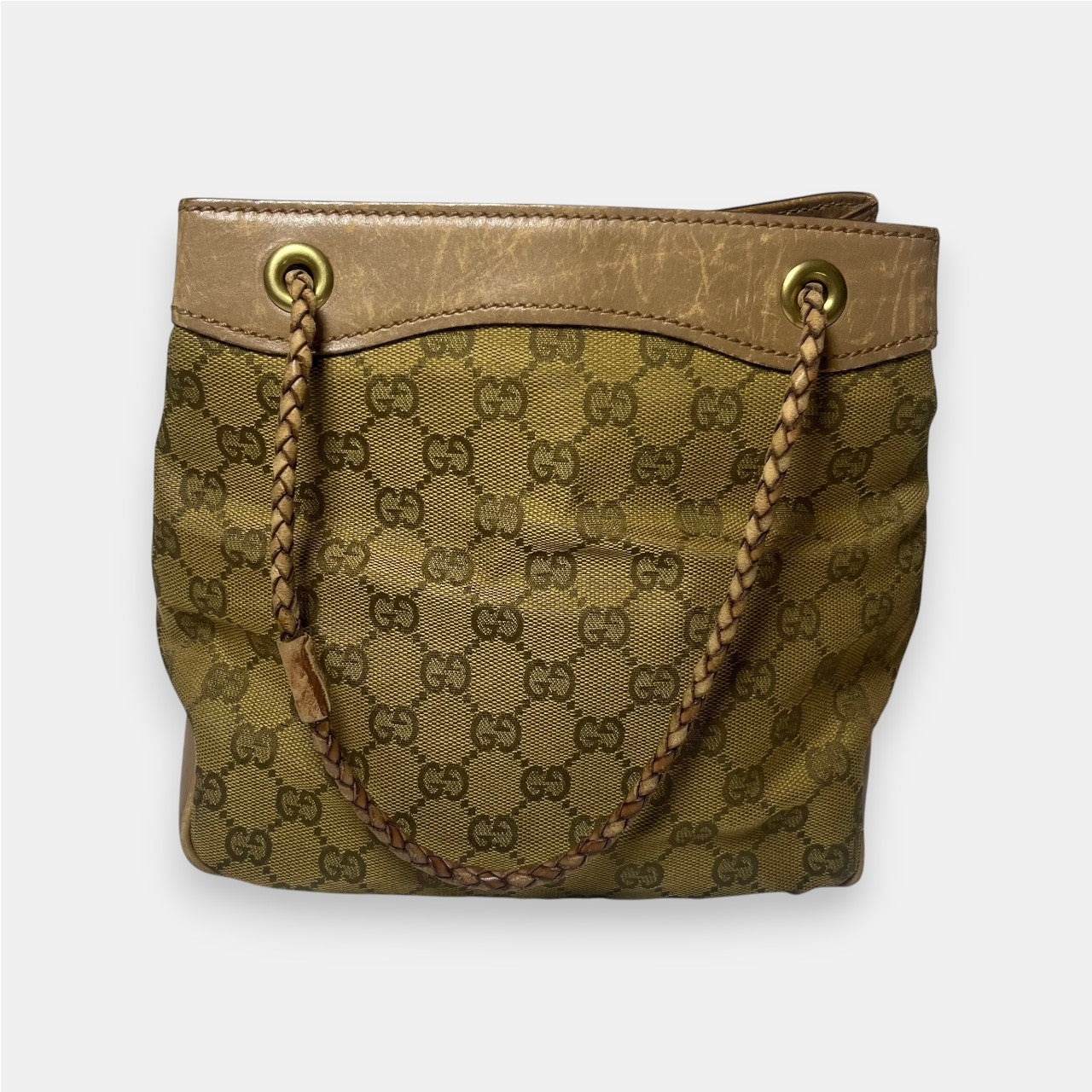Gucci GG Canvas Rope Bucket Bag Gold