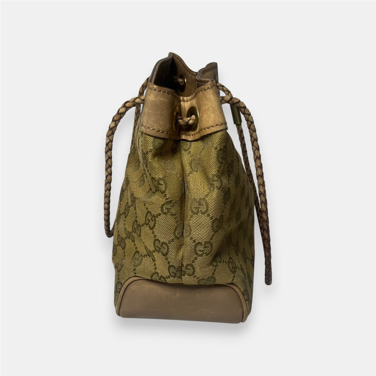 Gucci GG Canvas Rope Bucket Bag Gold