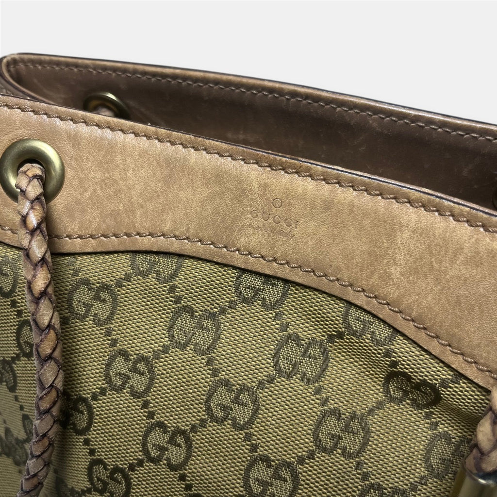 Gucci GG Canvas Rope Bucket Bag Gold