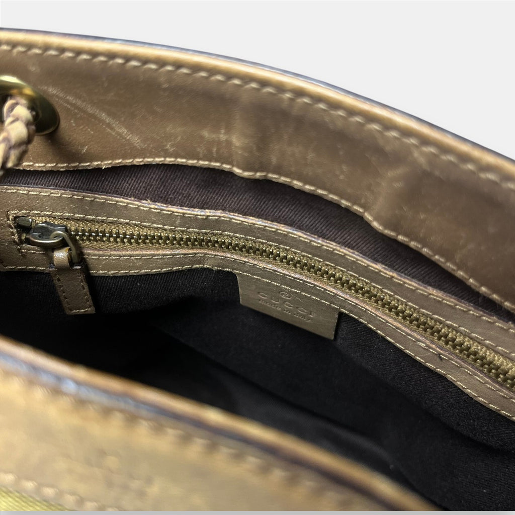 Gucci GG Canvas Rope Bucket Bag Gold