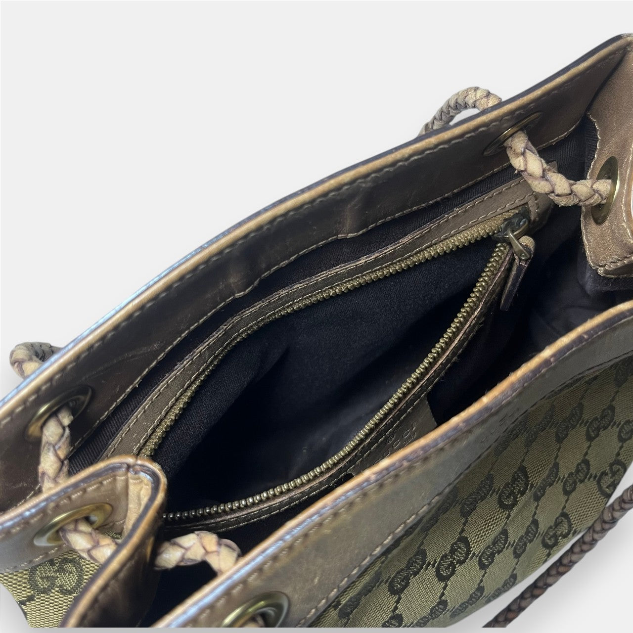 Gucci GG Canvas Rope Bucket Bag Gold