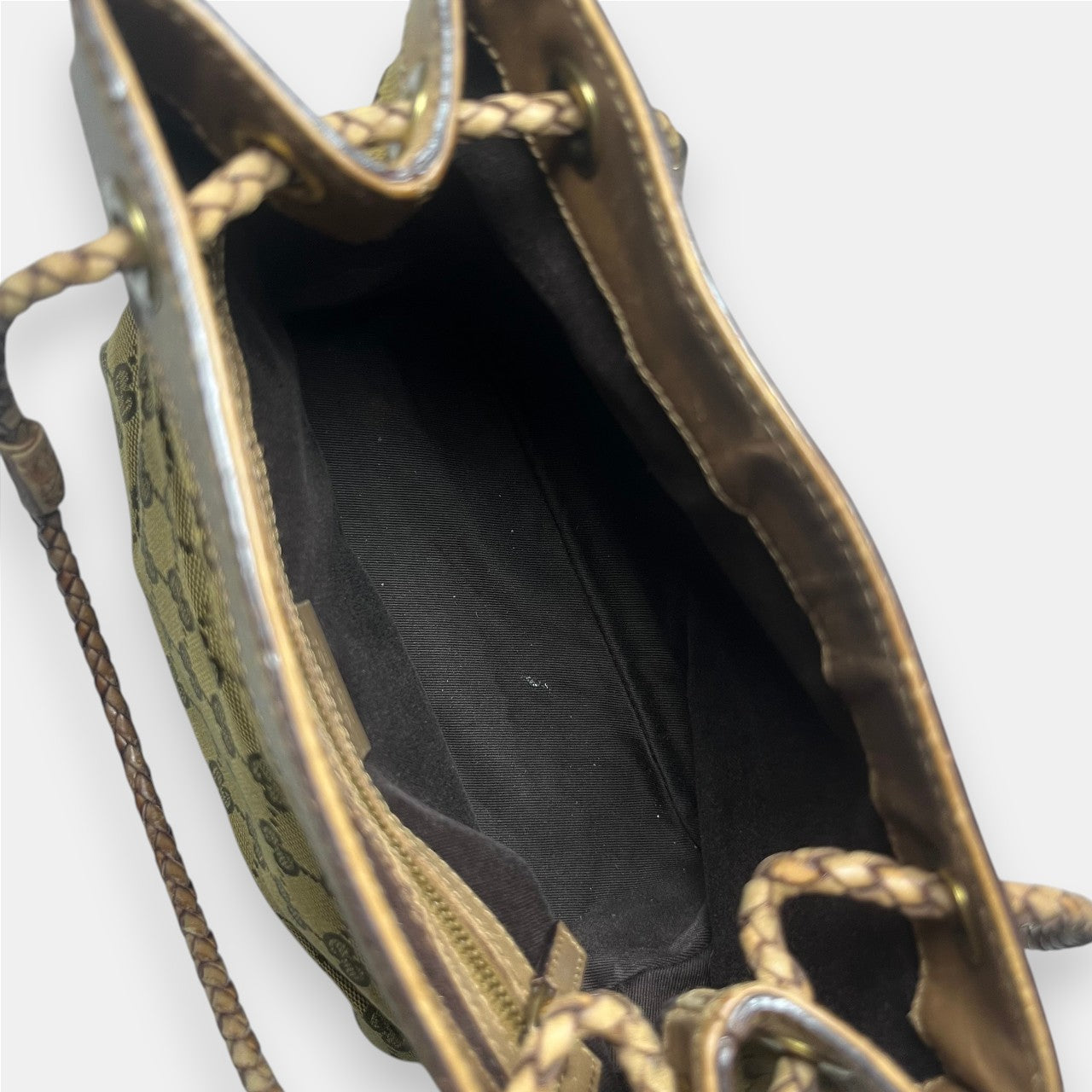 Gucci GG Canvas Rope Bucket Bag Gold