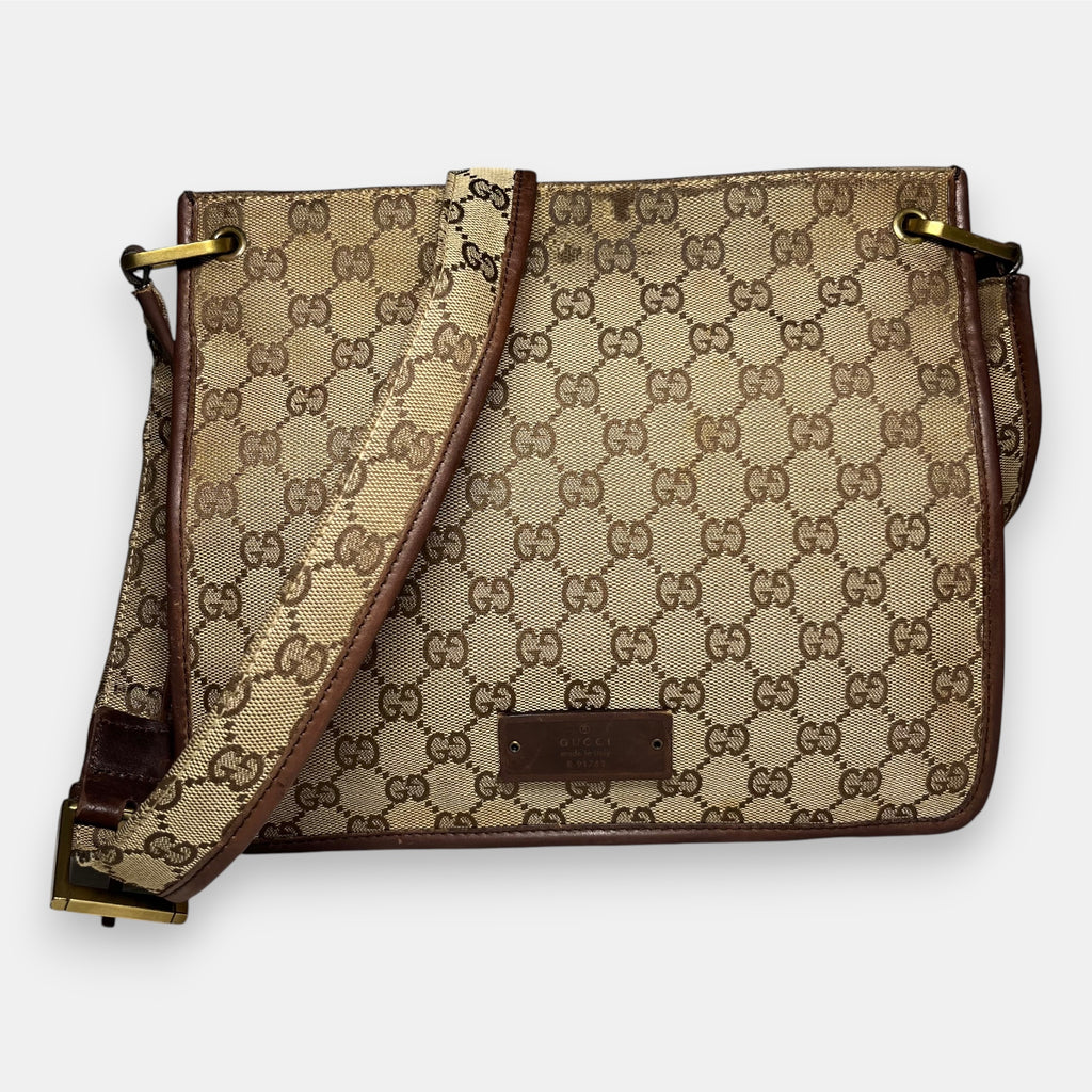 Gucci Small Messenger Bag GG canvas Gold Metal Hardware