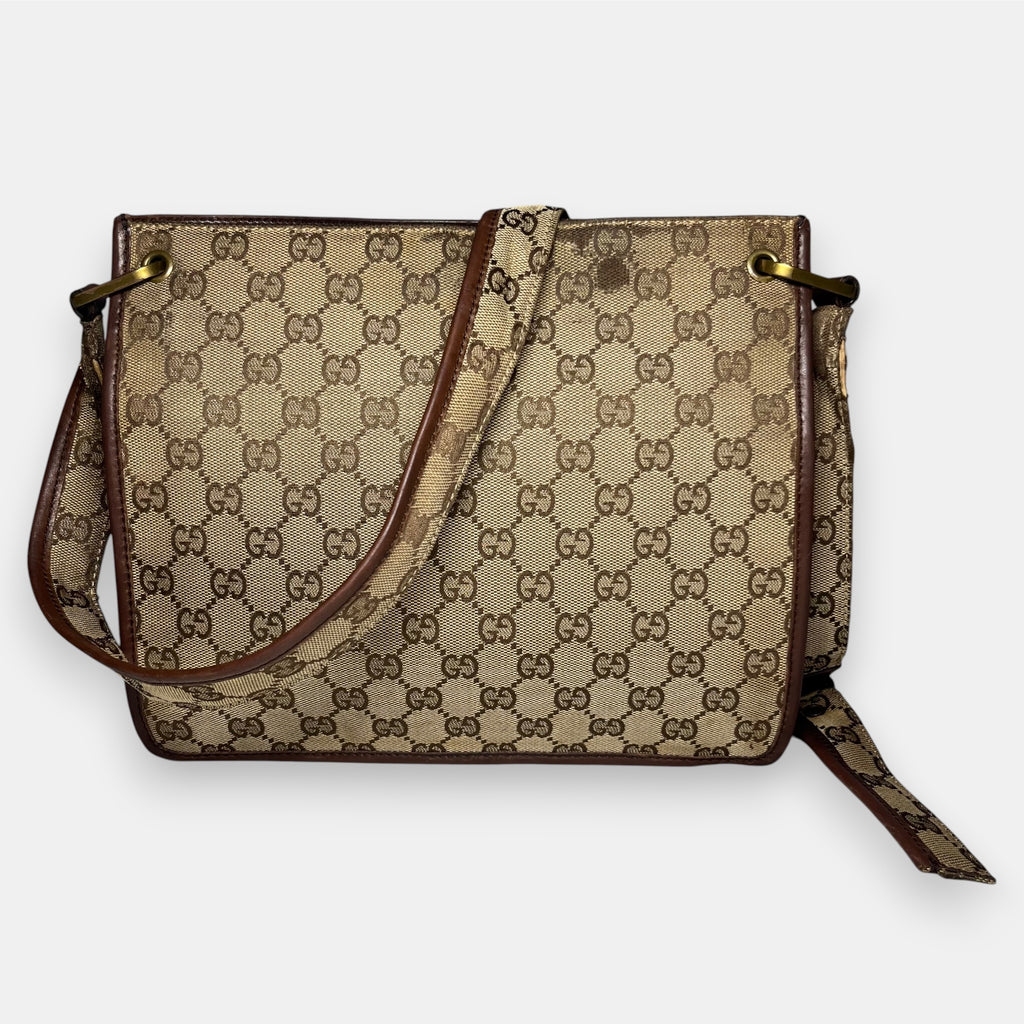 Gucci Small Messenger Bag GG canvas Gold Metal Hardware