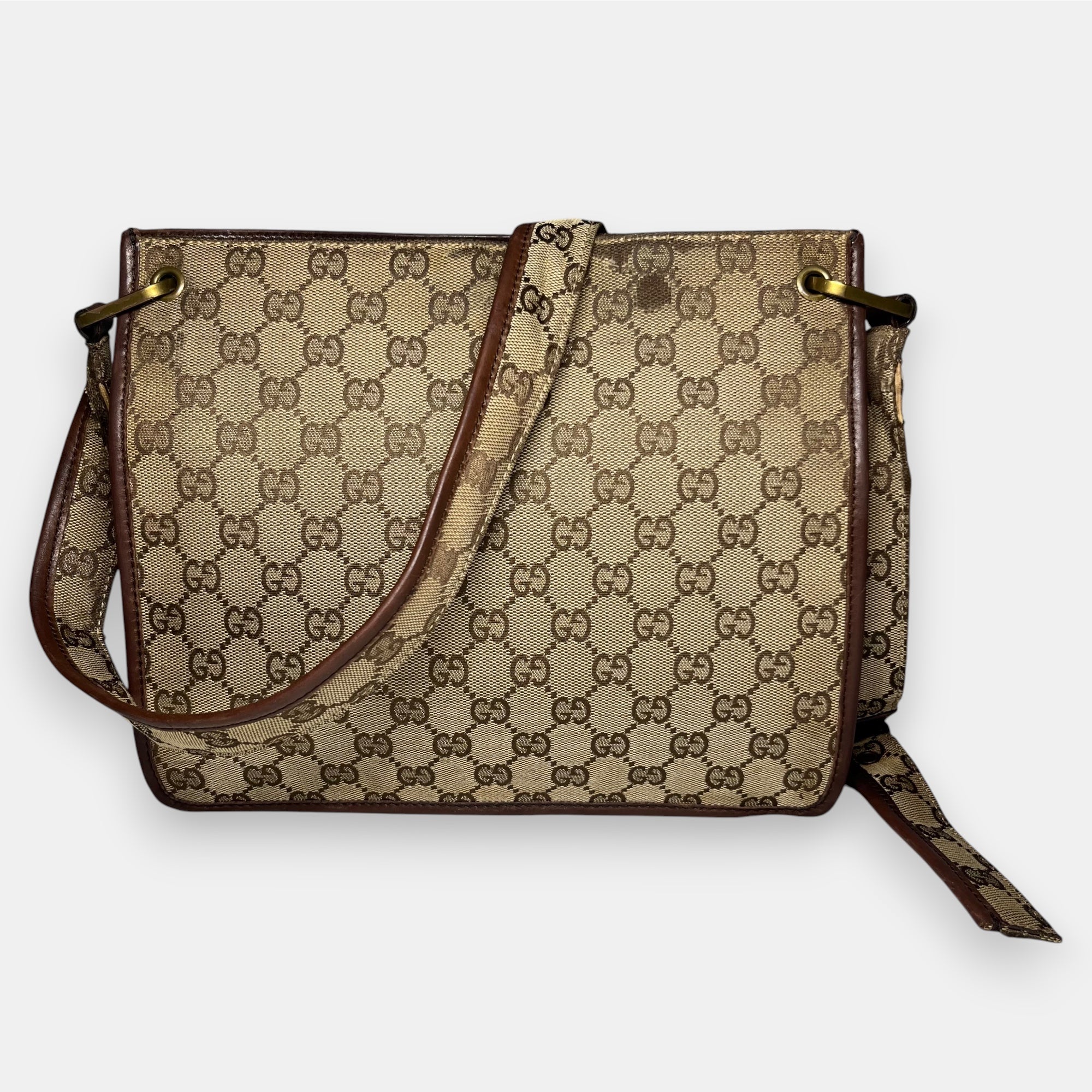 Gucci Small Messenger Bag GG canvas Gold Metal Hardware