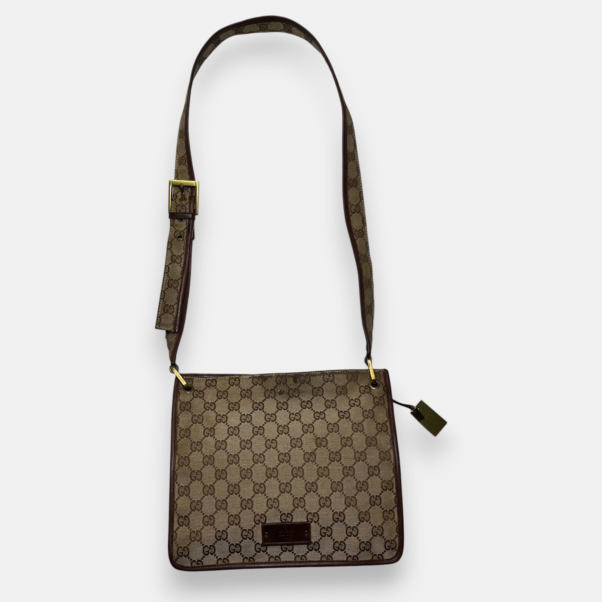 Gucci Small Messenger Bag GG canvas Gold Metal Hardware