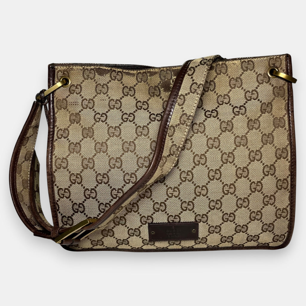 Gucci Small Messenger Bag GG canvas Gold Metal Hardware