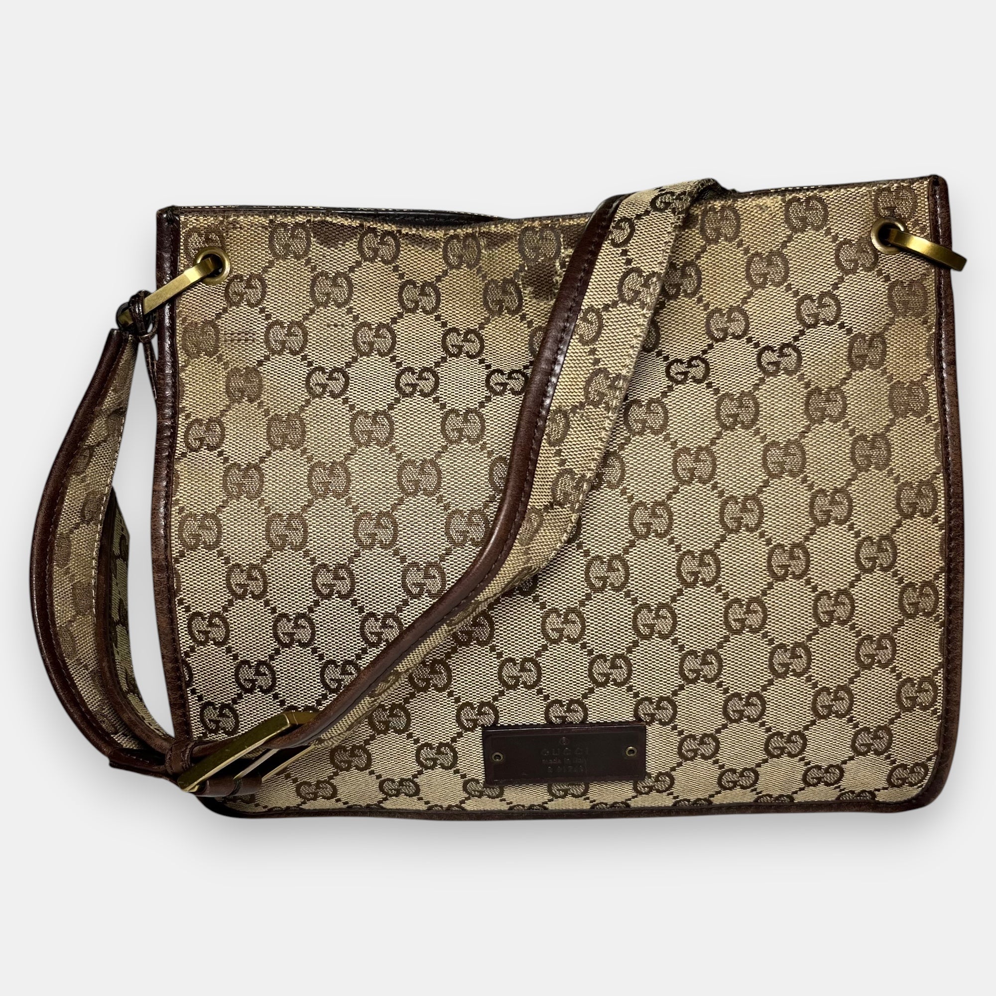 Gucci Small Messenger Bag GG canvas Gold Metal Hardware