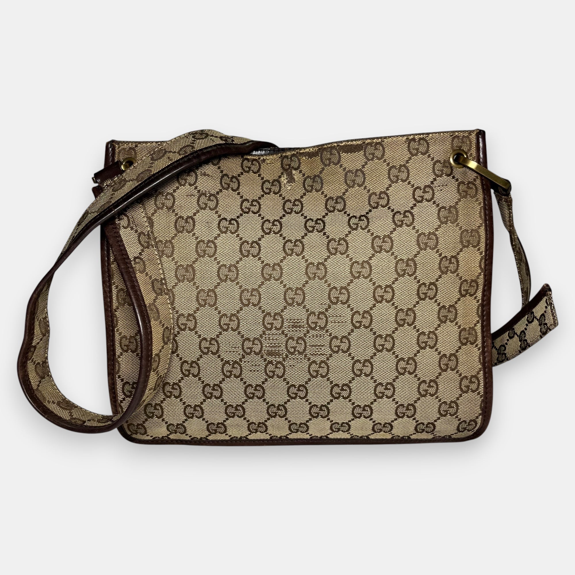 Gucci Small Messenger Bag GG canvas Gold Metal Hardware