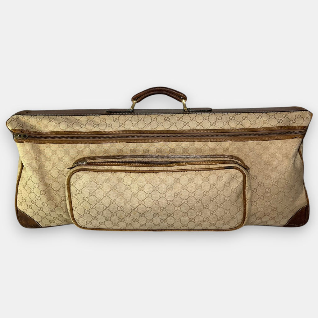 Gucci Large Tennis Bag in Beige GG Canvas, 1970s-80s