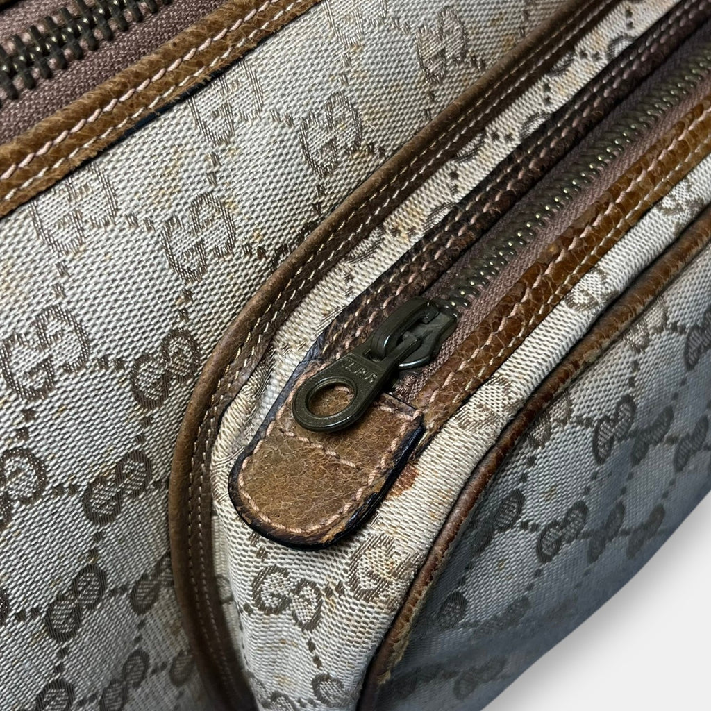 Gucci Large Tennis Bag in Beige GG Canvas, 1970s-80s