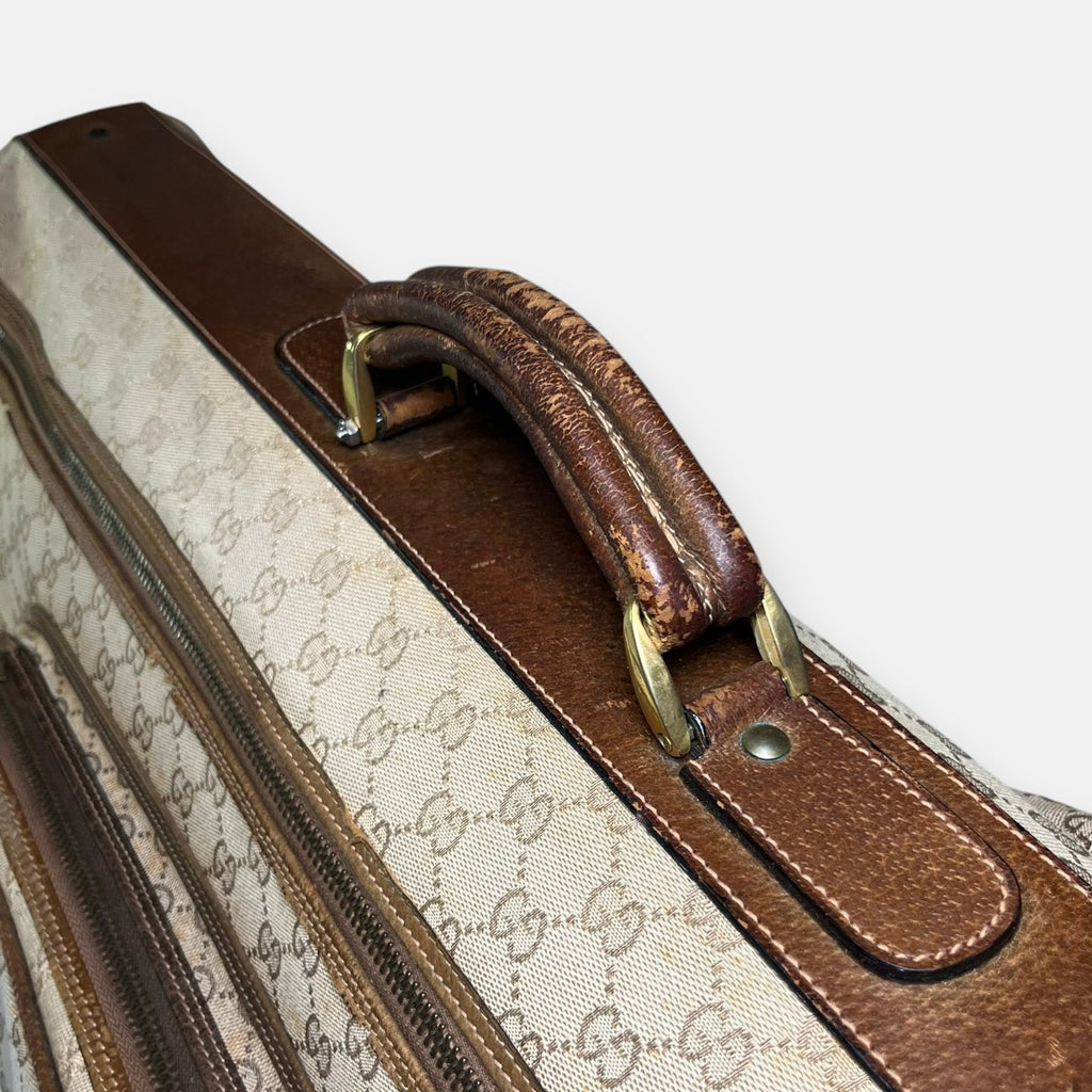 Gucci Large Tennis Bag in Beige GG Canvas, 1970s-80s