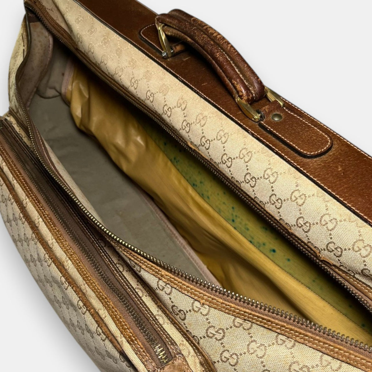 Gucci Large Tennis Bag in Beige GG Canvas, 1970s-80s