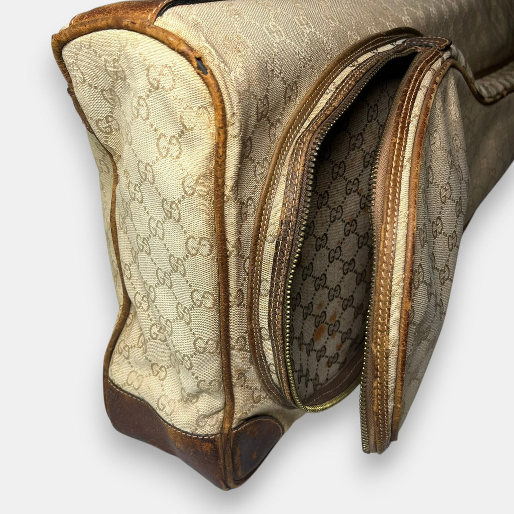 Gucci Large Tennis Bag in Beige GG Canvas, 1970s-80s