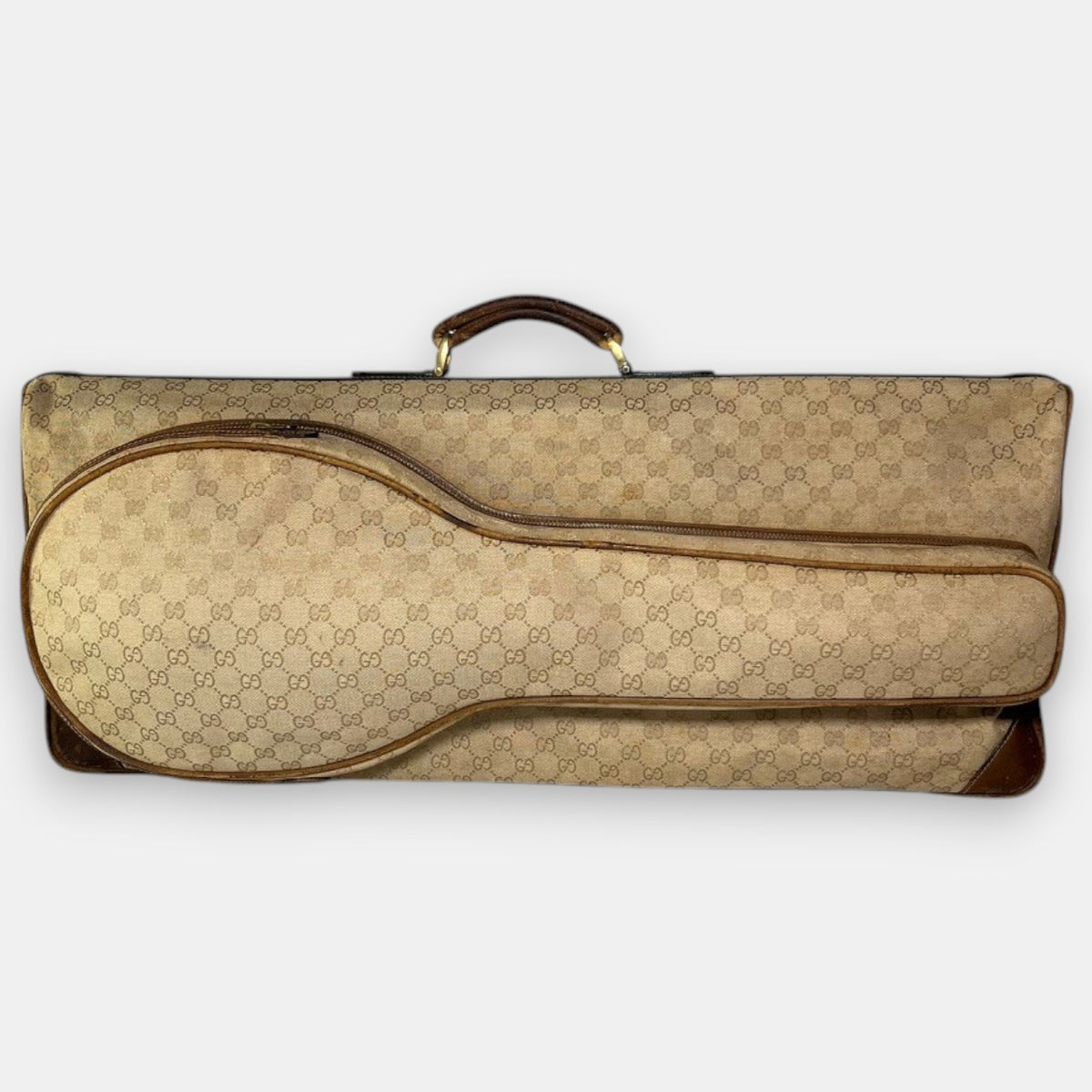 Gucci Large Tennis Bag in Beige GG Canvas, 1970s-80s