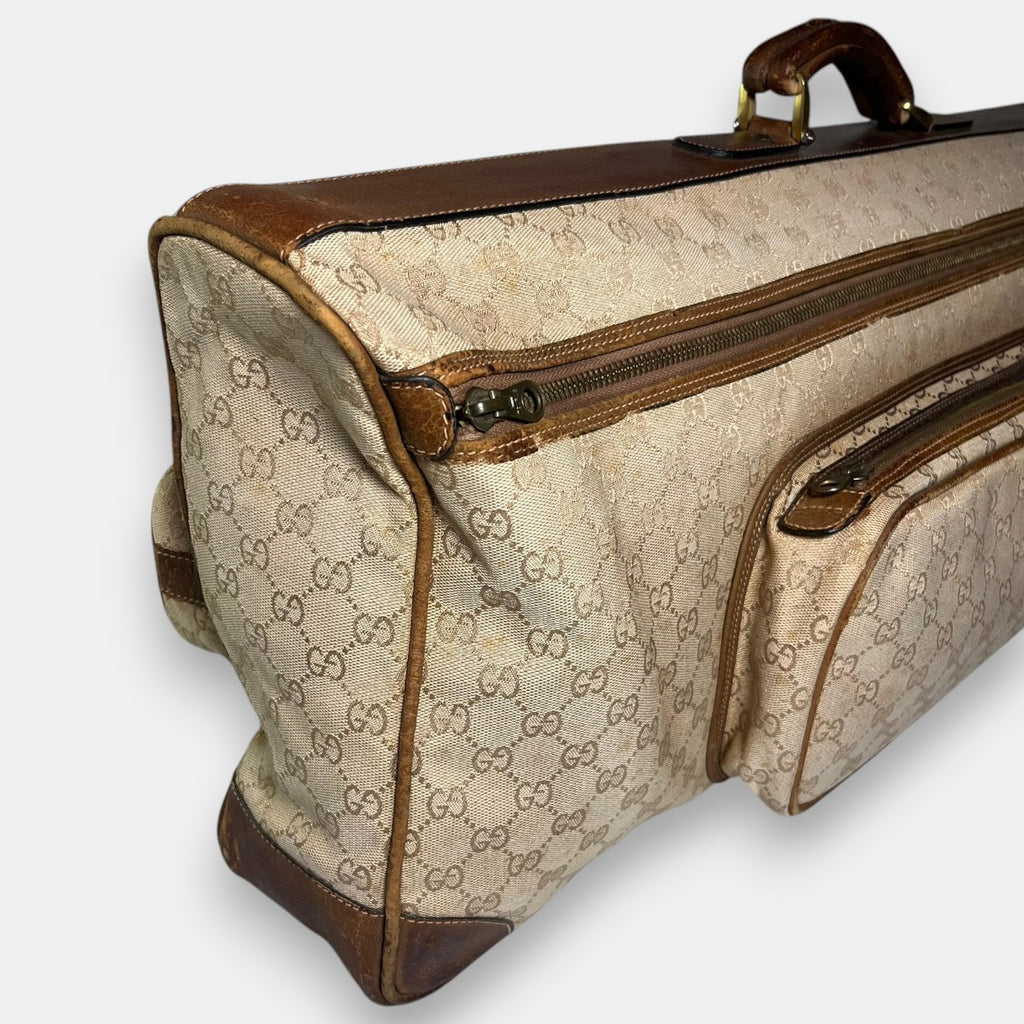 Gucci Large Tennis Bag in Beige GG Canvas, 1970s-80s