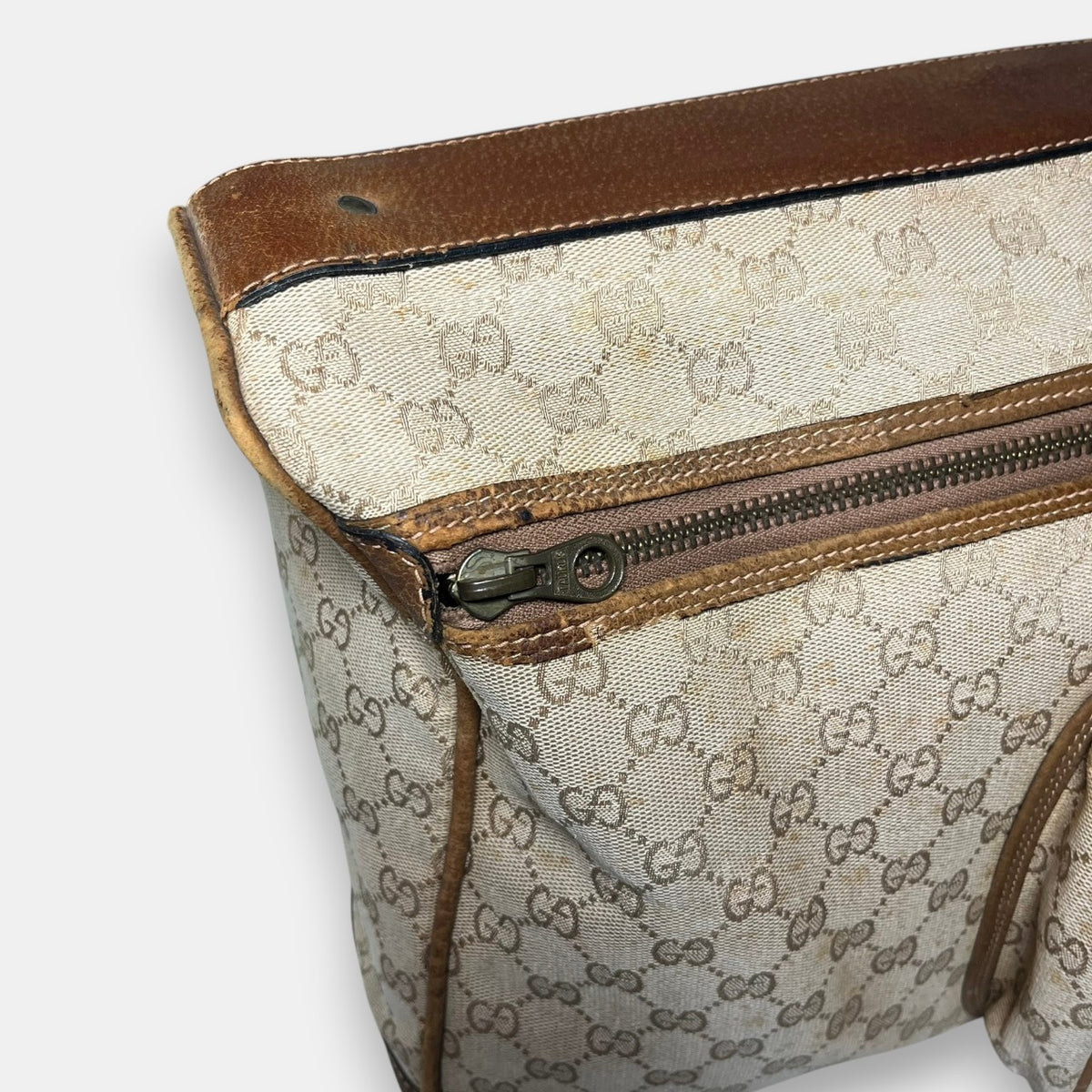 Gucci Large Tennis Bag in Beige GG Canvas, 1970s-80s