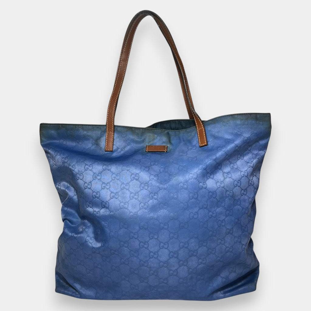 Gucci GG Canvas Large Tote Bag Blue w. Original Card