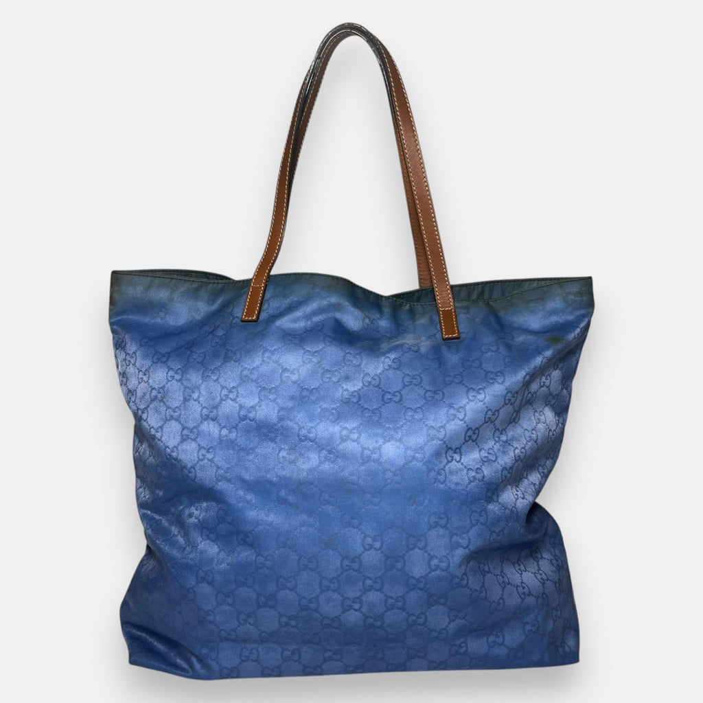 Gucci GG Canvas Large Tote Bag Blue w. Original Card