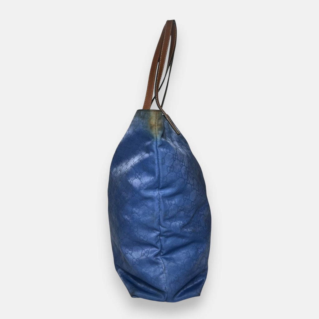 Gucci GG Canvas Large Tote Bag Blue w. Original Card