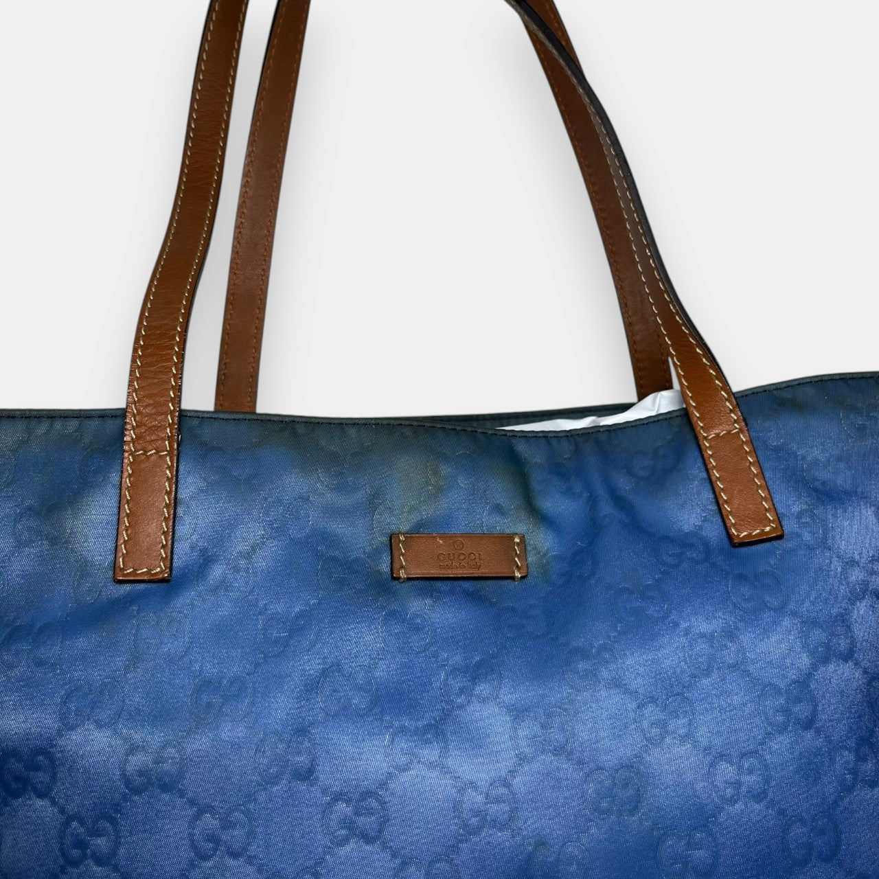 Gucci GG Canvas Large Tote Bag Blue w. Original Card