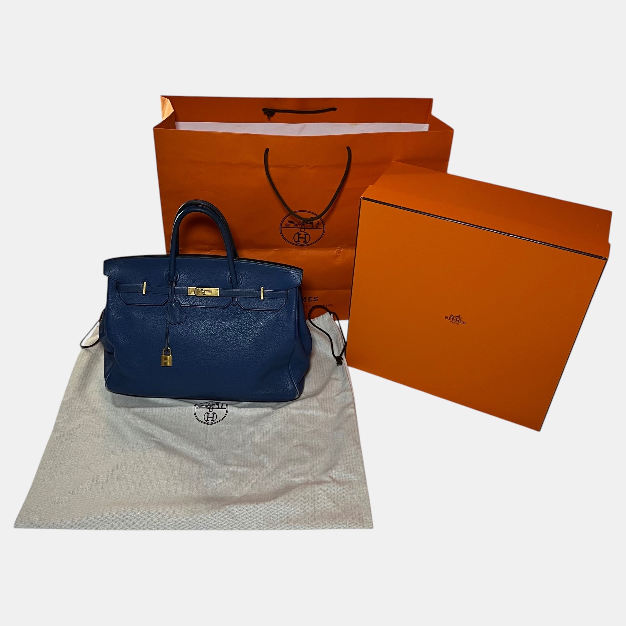 Hermès Birkin 40 Togo Leather a Bleu de Prusse 2009 with Original Box & Bags