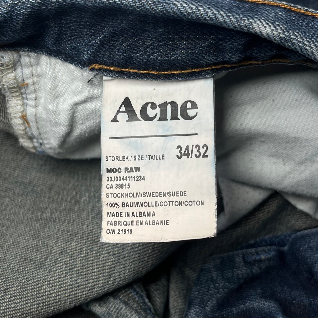 Acne “Moc Raw” Straight Leg Raw Denim Jeans (34/32)