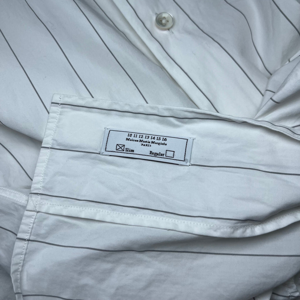 Maison Martin Margiela Slim Fit White Striped Button Up Shirt 2015