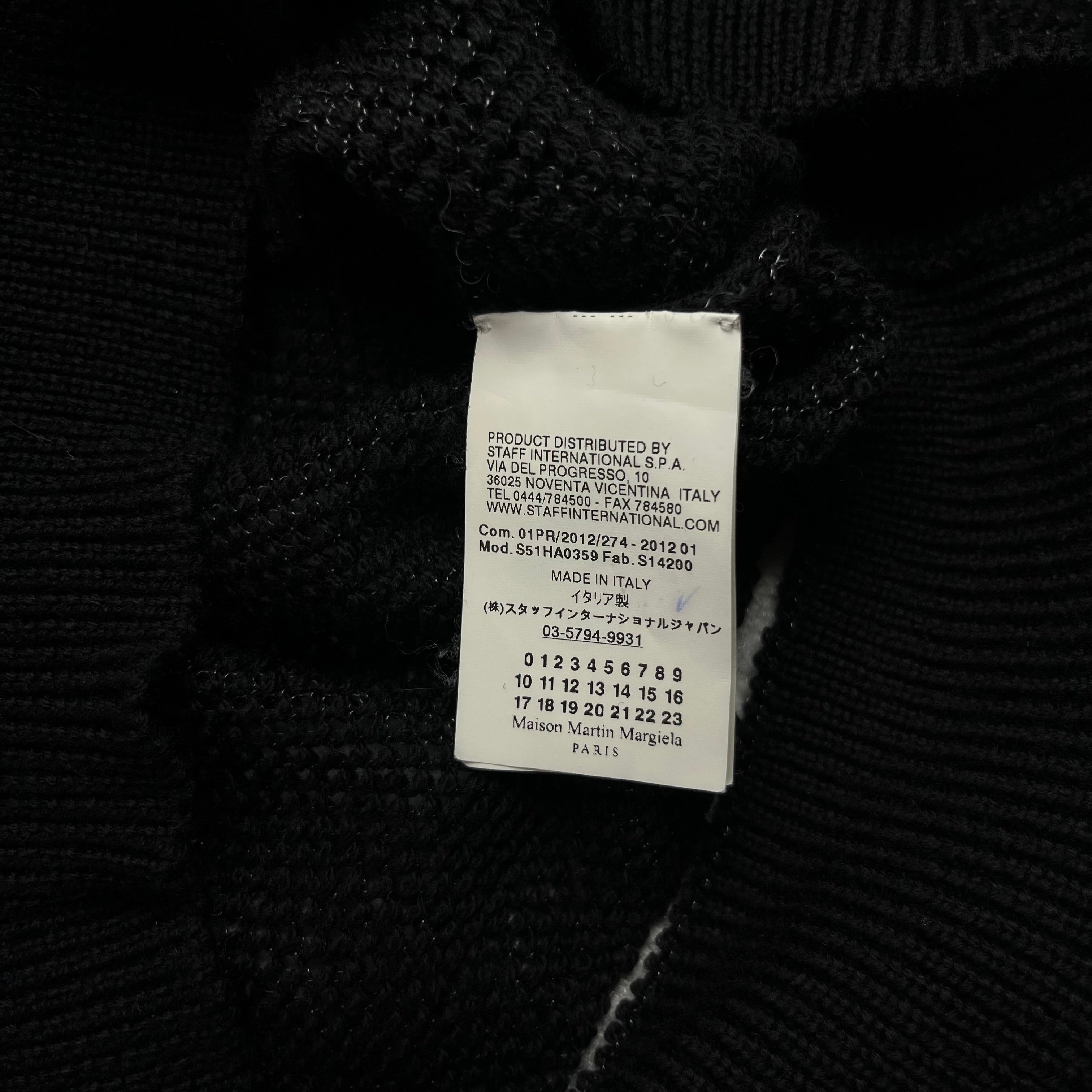 Maison Martin Margiela Black Distressed Silver Thread Knit Sweater 2012
