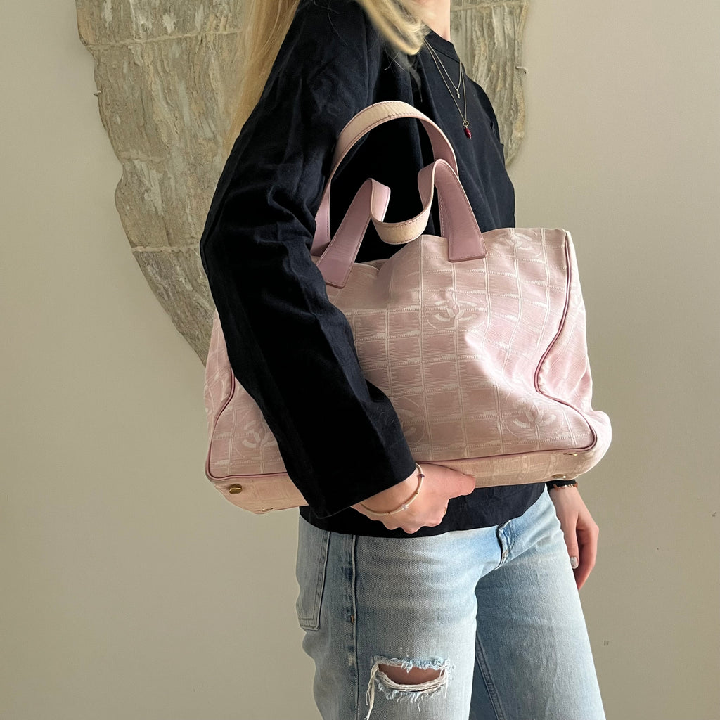 Chanel Travel Line Pink Bag Medium with Authenticity Card
