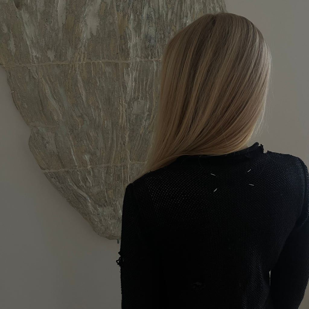 Maison Martin Margiela Black Distressed Silver Thread Knit Sweater 2012