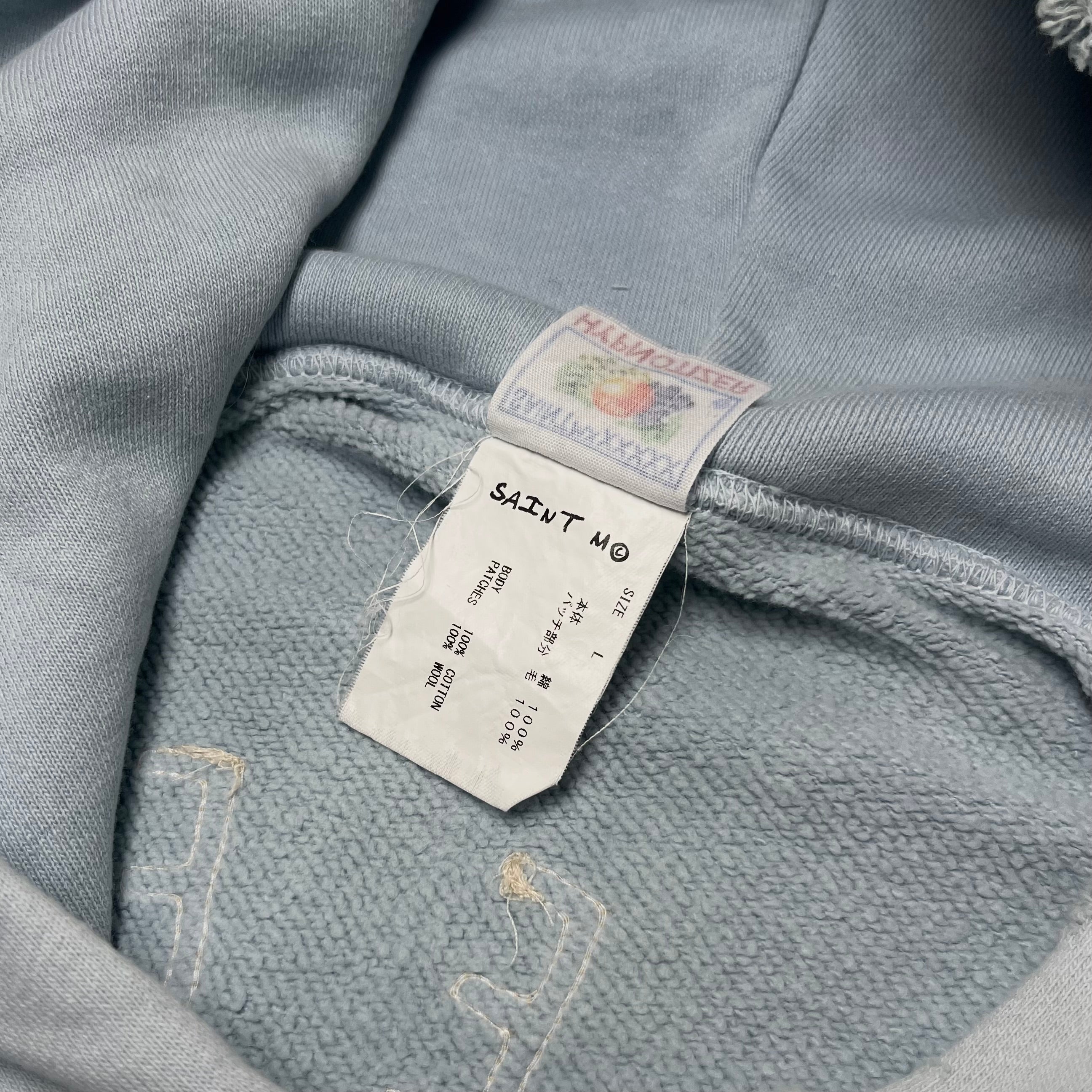 Saint Mxxxxxx "Saint" Hoodie Baby Blue Distressed FW22