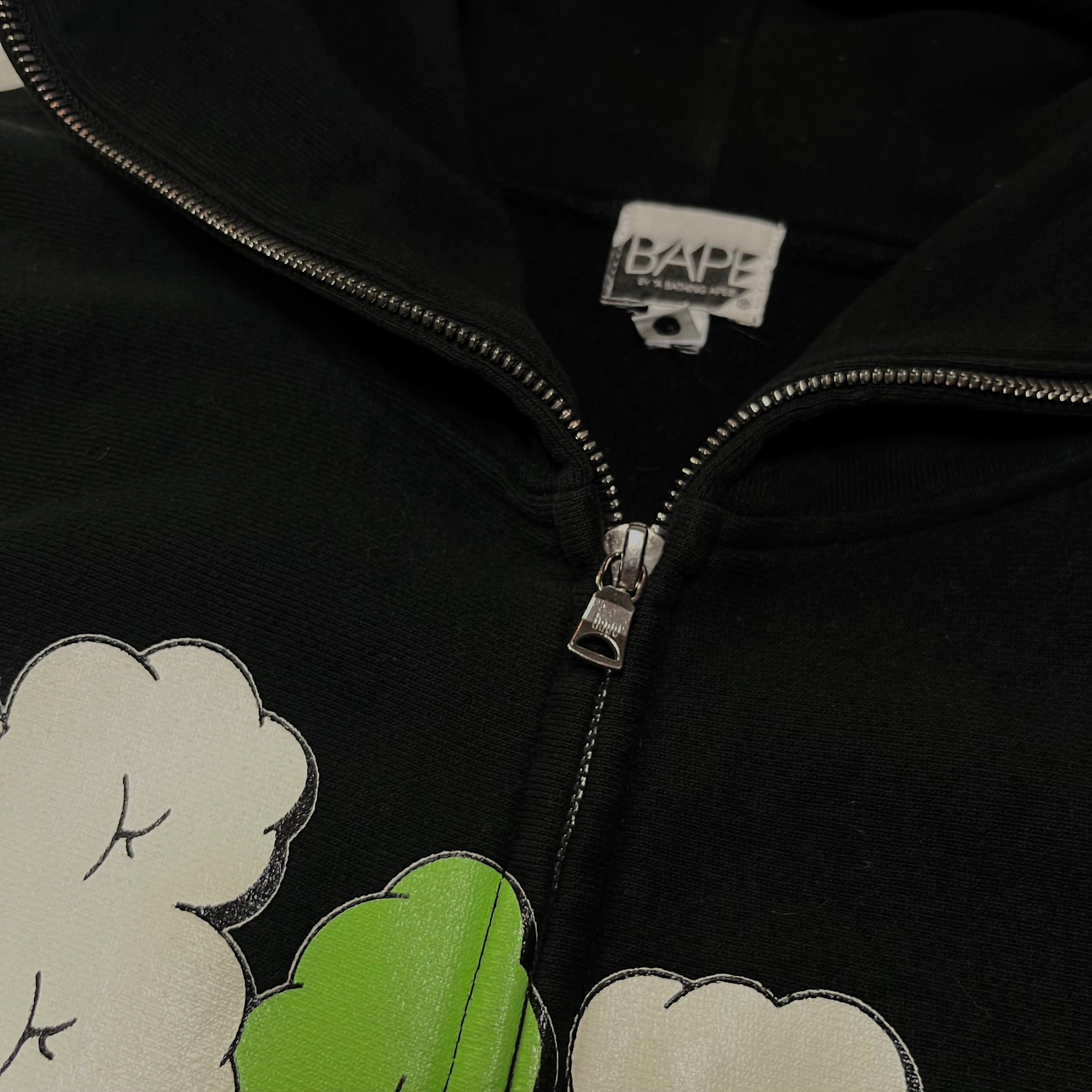 Bape x KAWS Zip Up Cloud Plane Logo Black Hoodie 2006