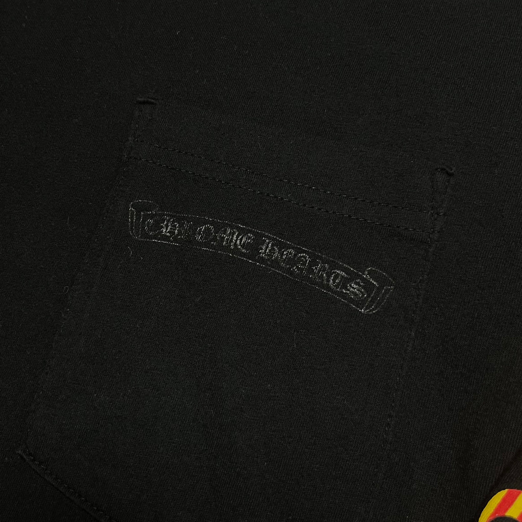 Chrome Hearts Dagger Long Sleeve T-Shirt in Black with Red/Yellow Stripes