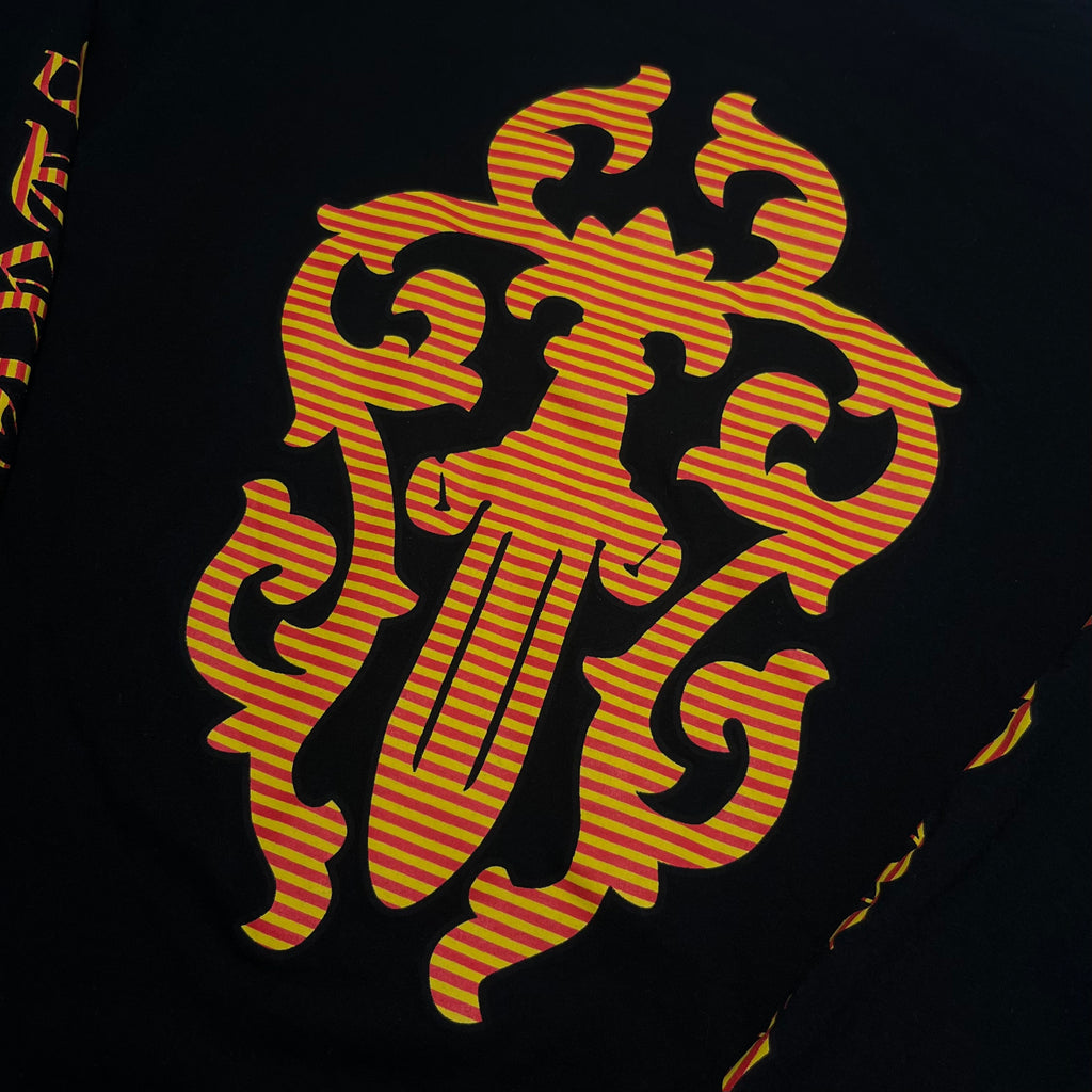 Chrome Hearts Dagger Long Sleeve T-Shirt in Black with Red/Yellow Stripes