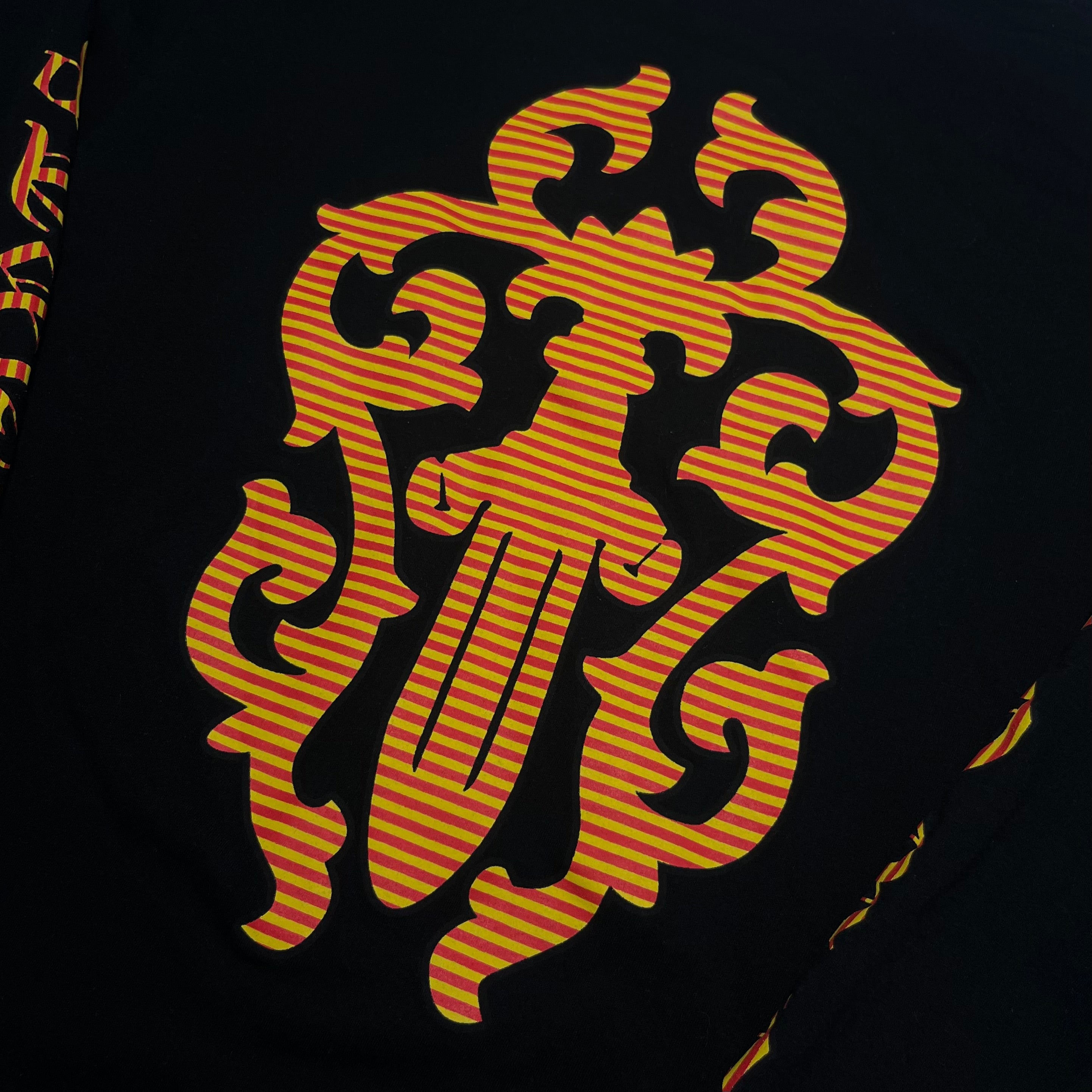 Chrome Hearts Dagger Long Sleeve T-Shirt in Black with Red/Yellow Stripes