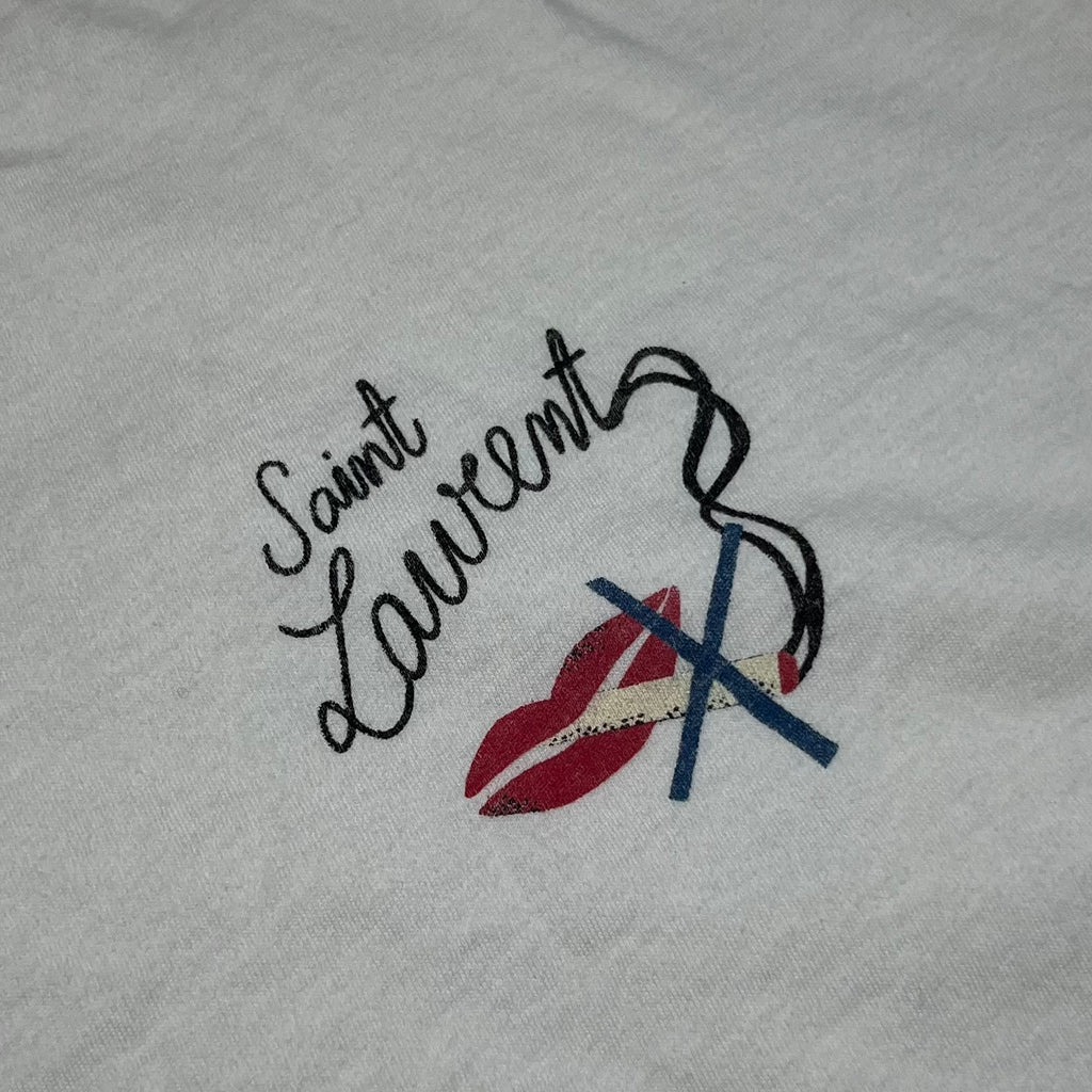 Saint Laurent Paris White No Smoking T-Shirt Anthony Vaccarello 2017 w. Tag