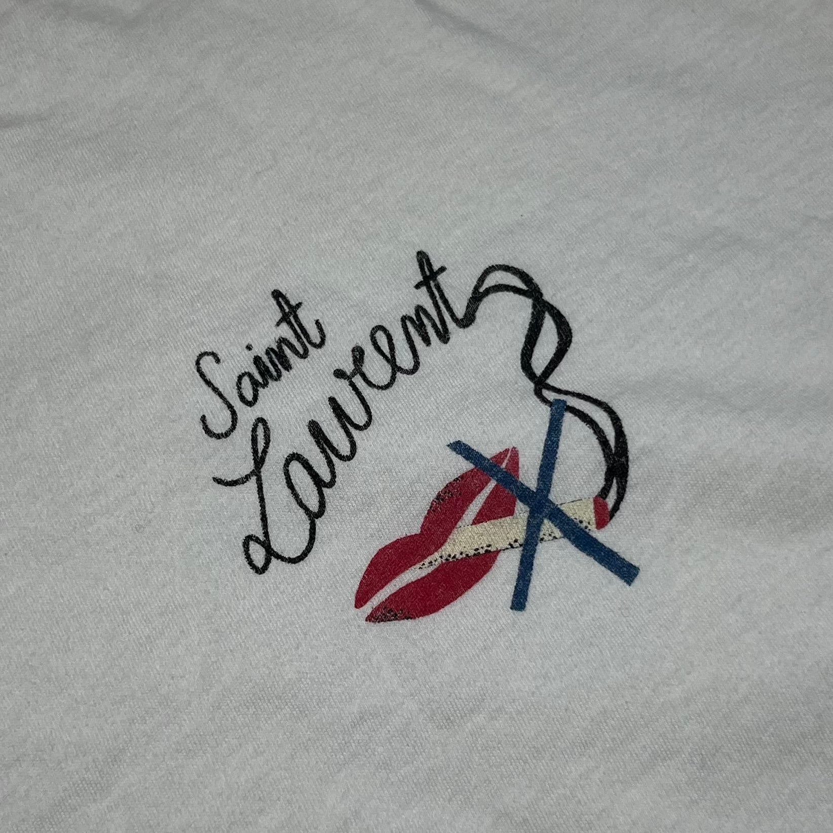 Saint Laurent Paris White No Smoking T-Shirt Anthony Vaccarello 2017 w. Tag