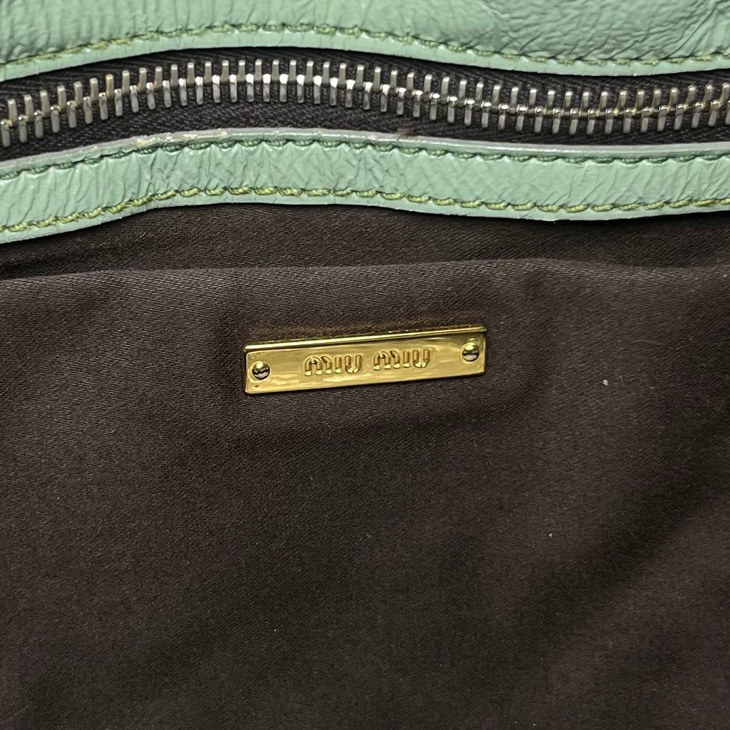 Miu Miu Green Leather Shoulder Bag Tote