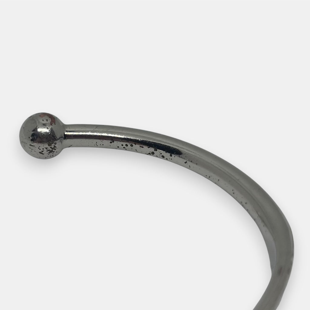 Louis Vuitton Silver Monogram Jonc Bracelet w. Dust Bag & Box