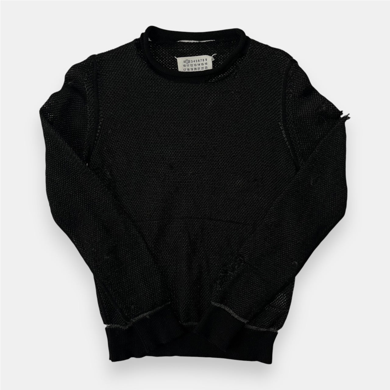 Maison Martin Margiela Black Distressed Silver Thread Knit Sweater 2012