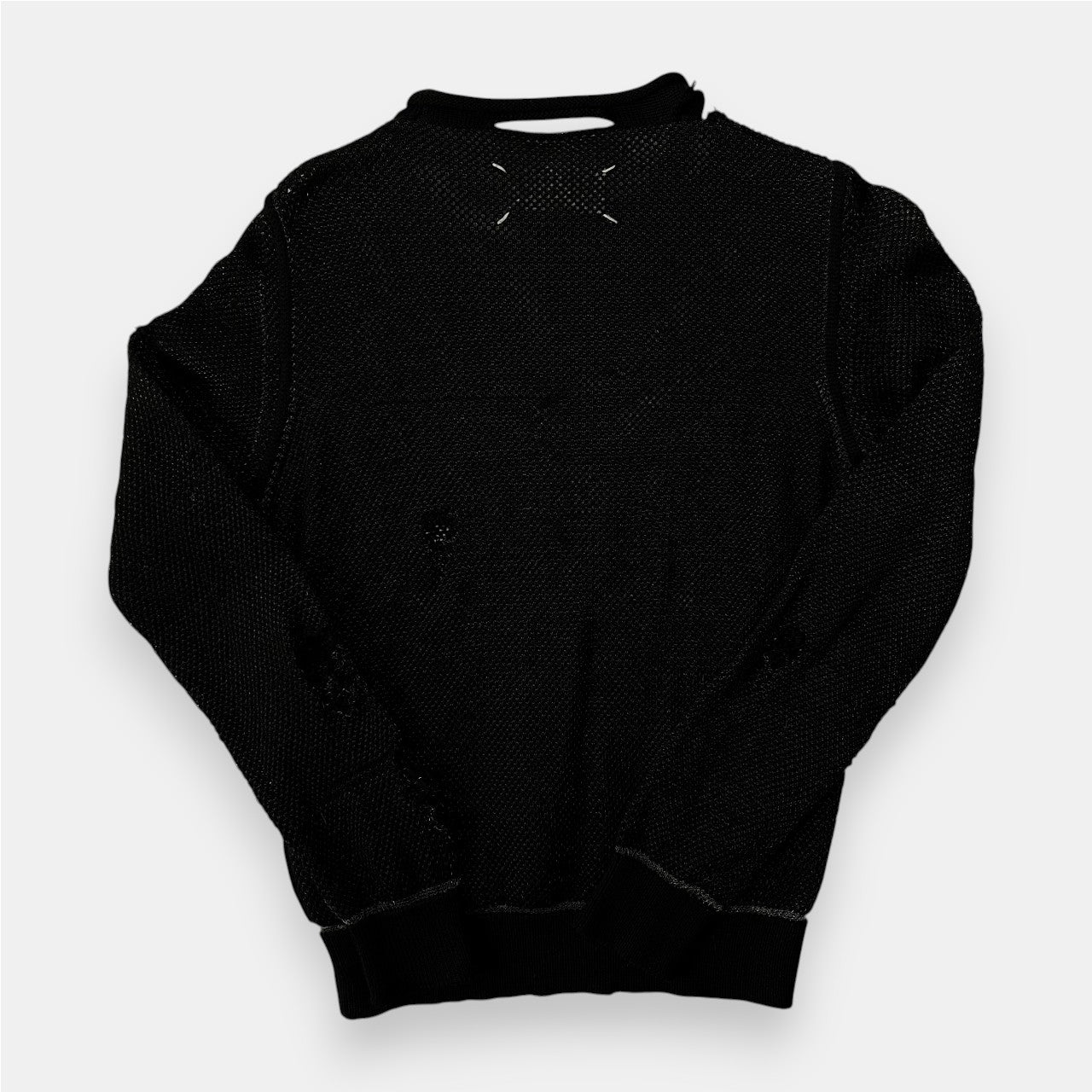 Maison Martin Margiela Black Distressed Silver Thread Knit Sweater 2012