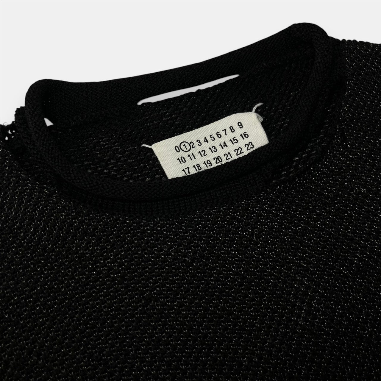 Maison Martin Margiela Black Distressed Silver Thread Knit Sweater 2012
