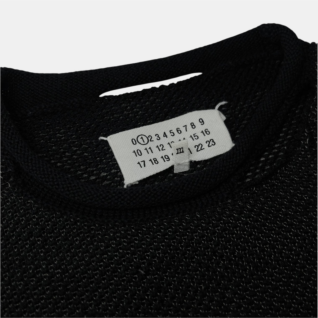 Maison Martin Margiela Black Distressed Silver Thread Knit Sweater 2012