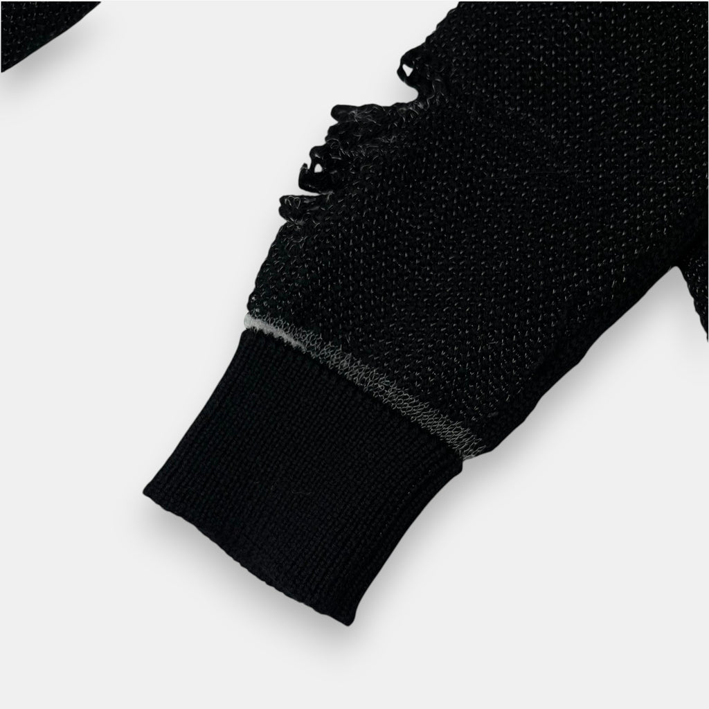 Maison Martin Margiela Black Distressed Silver Thread Knit Sweater 2012