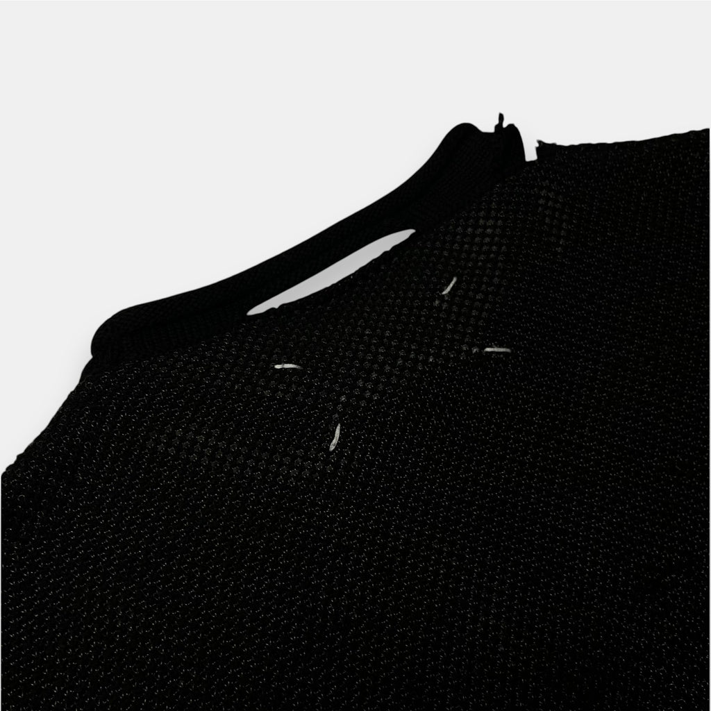 Maison Martin Margiela Black Distressed Silver Thread Knit Sweater 2012